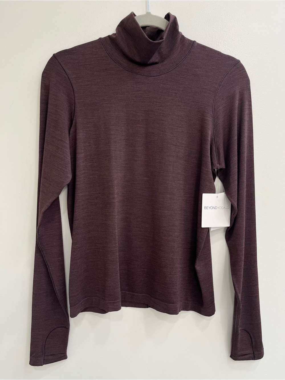Beyond Yoga LuxeKnit Merino Wool Turtleneck Base Layer Dark Chocolate YS7993